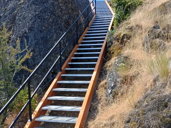 Custom Concrete-Backed Staircase with Glulam Beams - Lake Chelan Stairs by Lake Chelan Stairs
